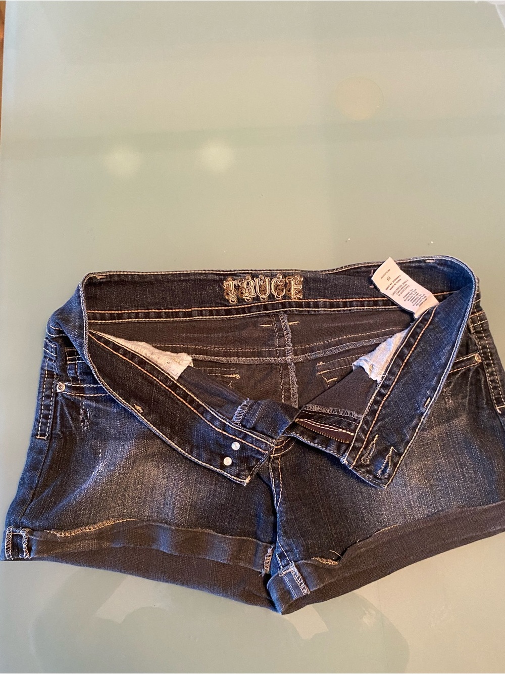 Truce Cute Dark Wash Denim Shorts - Women's - Picture 2 of 6